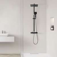 Thermostat Duschsystem Regendusche Duschset inkl 10 zoll Duschkopf Überkopfbrause für Badezimmer, Höhenverstellbar 755-1275mm - Schwarz - Auralum von AURALUM