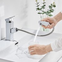 Auralum - Waschtisch Armatur Modernes Chrom Wasserhahn Bad mit ausziehbarer Brause Einhebelmischer Wasserhahn für Waschbecken und Waschschalen von AURALUM