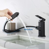 Auralum - Waschtisch Armatur Modernes Schwarz Wasserhahn Bad mit ausziehbarer Brause Einhebelmischer Wasserhahn für Waschbecken und Waschschalen von AURALUM