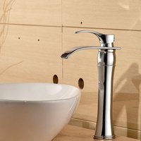 Auralum - Wasserhahn Bad, Chrom, Waschtischarmaturen mit Hoher Wasserfall Auslauf für Badezimmer Waschbecken von AURALUM