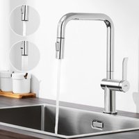 Auralum - Wasserhahn Küche mit ausziehbarem Brause 360° Drehbar 2 Strahlarten Hoher 7-förmiger Auslauf Spültischarmatur Edelstahl Chrom Einhebel von AURALUM