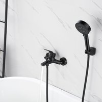 Klassisch Badewanne Duschset mit 5 Funktionen Handbrause, Schwarze Badewannenarmatur, Duschsystem Duschset für Badewanne und Badezimmer - Auralum von AURALUM