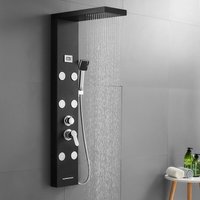 Auralum - schwarz Duschsystem 4 Funktionen Duschpaneel Duschsäulen aus rostfreiem Edelstahl mit lcd Temperaturanzeige von AURALUM