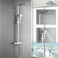 Auralum - Duschsystem Duschset Dusche mit Thermostat 2 Funktionen Duschsystem Duscharmatur Thermostat Regendusche, Verstellbarer Duschstange von AURALUM