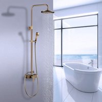 Duschsäulen Messing Duschsystem Vintage Design Duschset Regendusche mit höhenverstellbar Duschstange Regenduschset,Gold von AURALUM