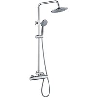 Auralum - Duschsystem mit Thermostat Regendusche inkl. 9-Zoll Duschkopf und Handbrause mit 3 Strahlarten Handbrause, höhenverstellbar Duschstange von AURALUM