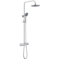 Auralum Duschsystem mit Thermostat Regendusche inkl. 9-Zoll Duschkopf und Handbrause mit 3 Strahlarten Handbrause, höhenverstellbar Duschstange 840 von LONHEO