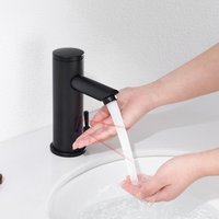 Auralum - Infrarot Sensor Wasserhahn Schwarz Automatik Waschtischarmatur Einhebelmischer Waschbecken Mischbatterie Badarmatur mit einstellbarem von AURALUM