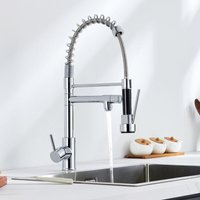 Küchenarmatur 360° schwenkbar Wasserhahn Küche mit Spiralfeder, Zwei Auslauf Spültischarmatur - Auralum von AURALUM