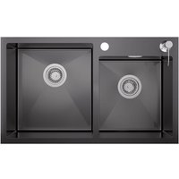 Auralum Max - Auralum Rechteckige Küchenspüle 75 x 45 x 19 cm, 2 Becken Edelstahl Einbau Spülbecken inkl. Ablaufgarnitur und 300ml Seifenspender, Auralum Max - Auralum Rechteckige Küchenspüle 75 x 45 x 19 cm, 2 Becken Edelstahl Einbau Spülbecken inkl. Ablaufgarnitur und 300ml Seifenspender, von AURALUM MAX