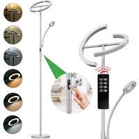 Stehlampe LED Dimmbar Grau Stehleuchte mit fernbedienung 20W mit flexibler 7W Leselampe mit 4 Farbtemperatur für Wohnzimmer, Schlafzimmer, Büro, Hotel Stehlampe LED Dimmbar Grau Stehleuchte mit fernbedienung 20W mit flexibler 7W Leselampe mit 4 Farbtemperatur für Wohnzimmer, Schlafzimmer, Büro, Hotel von AURALUM