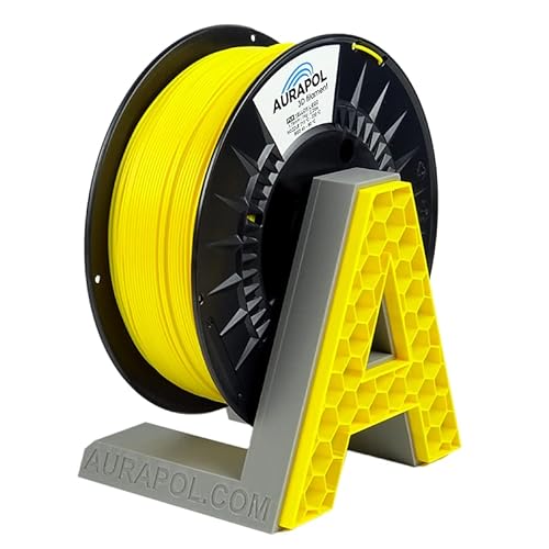 AURAPOL Filament 1.75 PLA mit +/- 0,02 mm Genauigkeit (1kg, gelb/yellow) - Biologisch abbaubares 3D Drucker Filament aus PLA - Druckmaterialien kompatibel mit den meisten Druckern von AURAPOL
