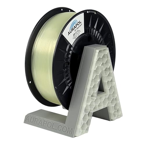 AURAPOL Filament 1.75 PLA mit +/- 0,02 mm Genauigkeit (1kg, natural/transparent) - Biologisch abbaubares 3D Drucker Filament aus PLA - Druckmaterialien kompatibel mit den meisten Druckern von AURAPOL