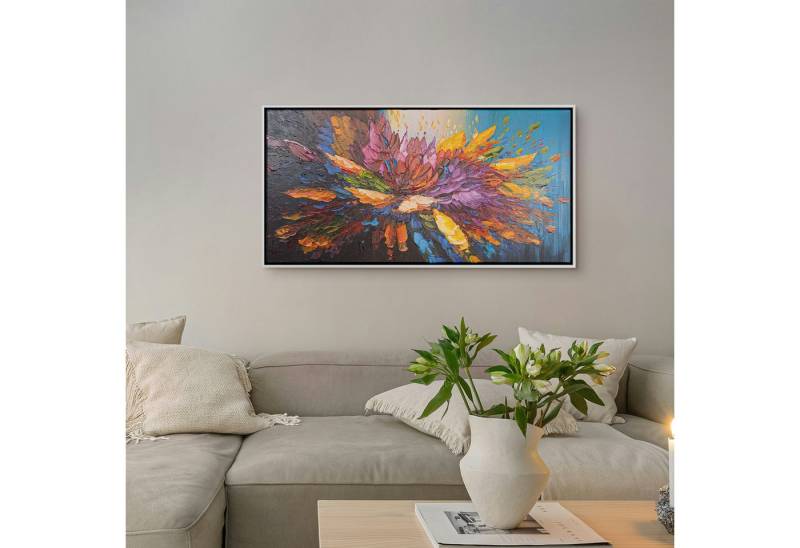 AUREDAS Bild mit Rahmen Tanz der Farben, 100x50 Rahmen weiß, Abstrakt, Blüte, Gemälde, Blume AUREDAS Bild mit Rahmen Tanz der Farben, 100x50 Rahmen weiß, Abstrakt, Blüte, Gemälde, Blume von AUREDAS