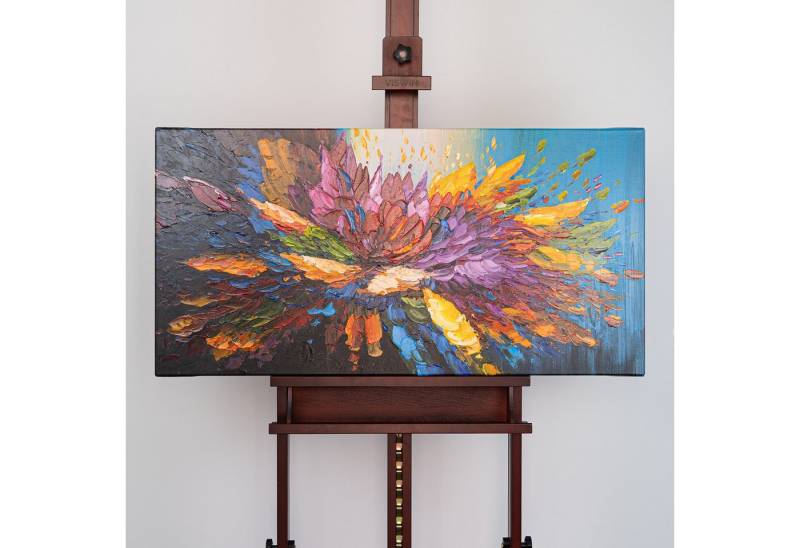 AUREDAS Bild mit Rahmen Tanz der Farben, Gemälde, 100x50, Abstrakt, Blüte, ohne Rahmen, Blume von AUREDAS