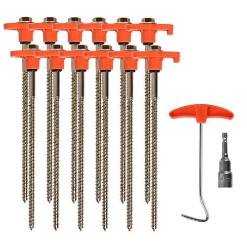 AURIVEE 12x Zeltheringe, Schraubheringe mit Gewinde für felsigen Boden, Erdnägel mit Nagelzieher & Akkuschrauber-Adapter, robuste Stahl-Heringe für Camping und Outdoor AURIVEE 12x Zeltheringe, Schraubheringe mit Gewinde für felsigen Boden, Erdnägel mit Nagelzieher & Akkuschrauber-Adapter, robuste Stahl-Heringe für Camping und Outdoor von AURIVEE