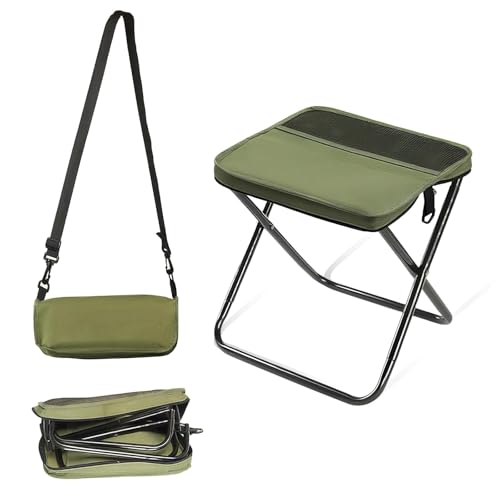 AURIVEE Faltbarer Rucksackhocker für Camping, Tragbarer Klapphocker Leichtgewicht für Angeln, Reisen, Wandern und Garten (Grün, Groß) von AURIVEE