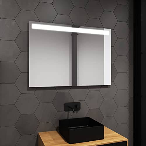 AURLANE Badezimmerspiegel, LED, selbstbeleuchtend, High Line 80 x 60 cm von AURLANE