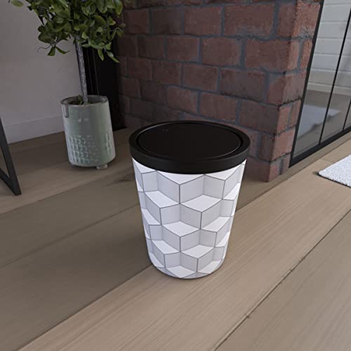 Aurlane BIN008 Abfalleimer mit Deckel, Metall, geometrisch/mattschwarz, 20 cm von AURLANE