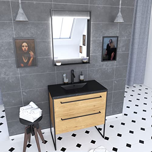 Aurlane PACM105 Structura P105 Badezimmermöbel, Schwarz/Eiche Braun von AURLANE