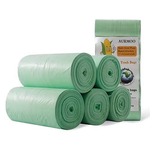 AURMOO 160 Stück Biomüllbeutel 20L, Müllbeutel, Haushaltsmüllbeutel, Biologisch Abbaubar Beutel, Müllbeutel/Mülltüten, Müll-abfallbeutel für Küche, Büro, Wohnzimmer(W50XH53cm,Grün) von AURMOO