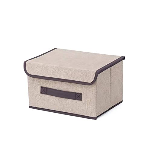 AURMOO 2 Stück Aufbewahrungsbox mit deckel, Organizer Box, Körbe Stoff Aufbewahrung, 22L Aufbewahrungskorb mit Deckel, Aufbewahrungsbox Beige für Schrank, Spielzeug (375 x 245 x 245 mm) von AURMOO