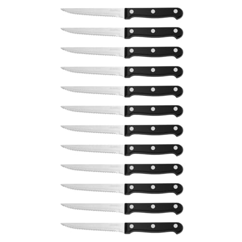 AURMOO Profi Steakmesser-Set 12-teilig, Scharfes Steakmesserset mit Wellenschlif, Edelstahl Messer-set, Steak Messer Set, Küchen-Steakbesteck für Heim und Restaurant. von AURMOO