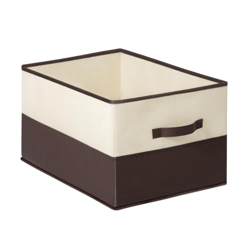 AURMOO 1 Stück Große Aufbewahrungsbox, Faltbare Aufbewahrungswürfel 58L, Aufbewahrungsboxen für Kleidung, Aufbewahrung Boxen Vliesstoff, Aufbewahrungskorb, Ordnungsboxen(55x35x30cm, Braun-Beige) von AURMOO