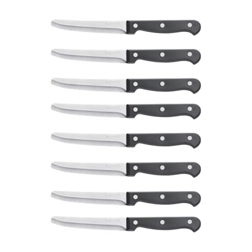 AURMOO Profi Steakmesser-Set 8-teilig, Scharfes Steakmesserset mit Wellenschlif, Edelstahl Messer-set, Steak Messer Set, Küchen-Steakbesteck für Heim und Restaurant. von AURMOO
