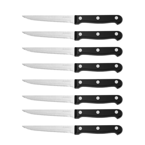 AURMOO Steakmesser Set 8-teilig, Scharfes Steakmesser mit Wellenschliff, Profi Steakmesser-Set, Steak Messer Set aus Edelstahl, Spülmaschinengeeignet. AURMOO Steakmesser Set 8-teilig, Scharfes Steakmesser mit Wellenschliff, Profi Steakmesser-Set, Steak Messer Set aus Edelstahl, Spülmaschinengeeignet. von AURMOO