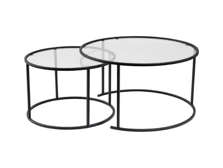 2er-Set runde, ineinander schiebbare Couchtische mit Glasplatte D80 cm – AURUM von AURUM