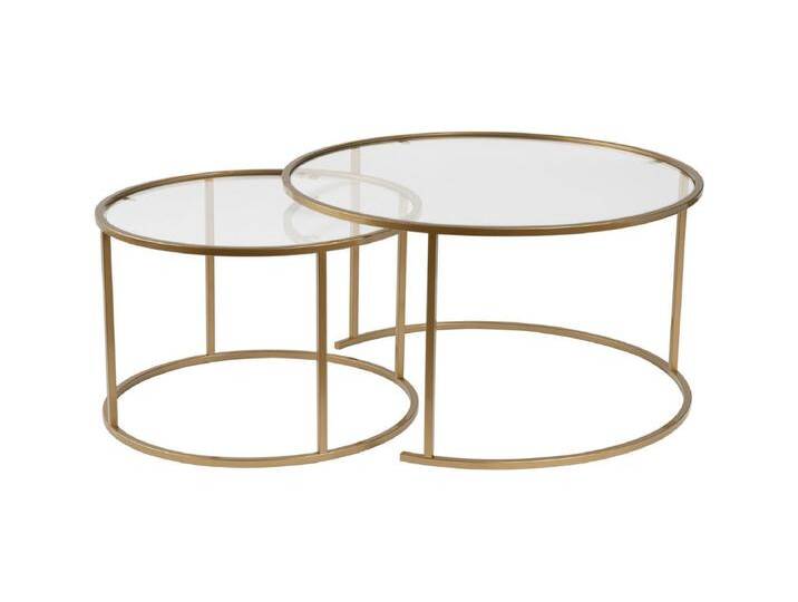 2er-Set runde, ineinander schiebbare Couchtische mit Glasplatte D80 cm – AURUM von AURUM