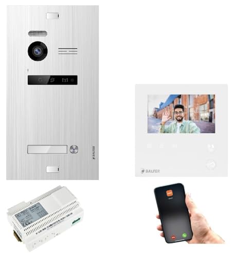 Balter EVO HD Video Türsprechanlage 1 Teilnehmer Silber 1x Mini HD Monitor WiFi 2-Draht BUS Komplettsystem von AURUM