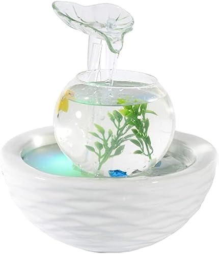 Feng Shui Keramik - Glas Zimmerbrunnen mit LED Beleuchtung 220F von AURUM