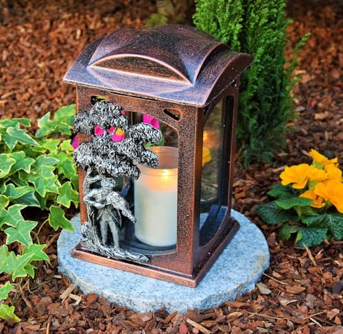 Garten Paradies Handmade Grablampe Grablicht Grabdekoration Grabschmuck Kerze incl.Grabkerze von AURUM
