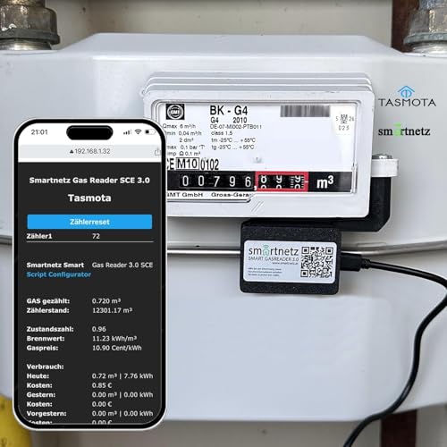 Smartnetz Smart Gas Reader SCE Edition noch mehr Features BK4 / BK G4- WiFi mit TASMOTA Scripting vorinstalliert | WLAN | MQTT | BK4 | HOMEASSISTANT Gaszähler AUSLESEN Smartnetz Smart Gas Reader SCE Edition noch mehr Features BK4 / BK G4- WiFi mit TASMOTA Scripting vorinstalliert | WLAN | MQTT | BK4 | HOMEASSISTANT Gaszähler AUSLESEN von AURUM