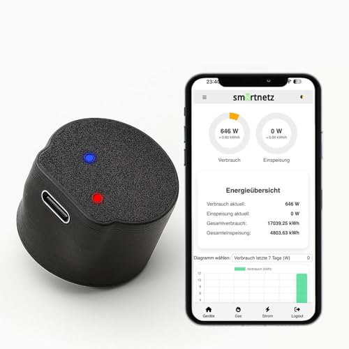Smartnetz Stromreader 5 Plug & Play Smartmeter IR Stromreader mit App Anbindung - Tasmota 14.5 (Deutsche Version) vorinstalliert WLAN | MQTT | HOMEASSISTANT | MATTER SUPPORT | USBC (Stromreader 5) von AURUM
