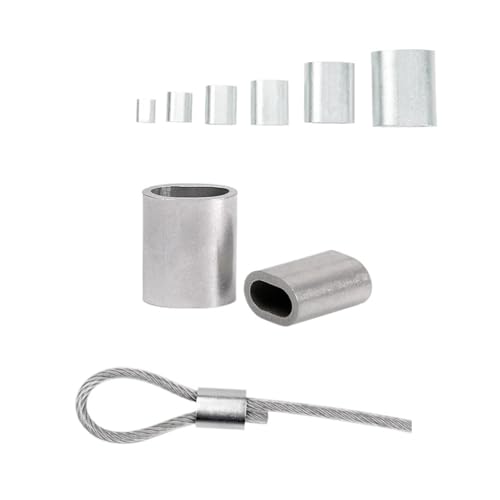 Aluminiumhülse Ovale Kupferhülsen Crimpschleifenbeschläge Befestigungsclip for Stahldrahtseilkabel Ellipsenklemme(SS304 Oval,2mm-50pcs) von AURVIX