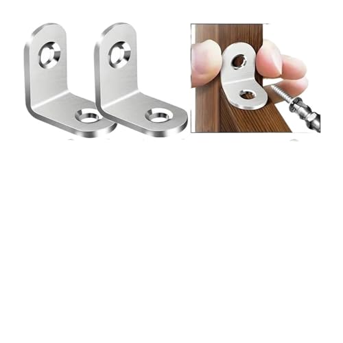 L-förmige Edelstahl-Eckhalterung 1/50Sets 90 Grad rechtwinkliger Edelstahl-L-förmiger Eckcode – mit Schrauben, stabiles Möbelverbinderzubehör(20 Set) von AURVIX