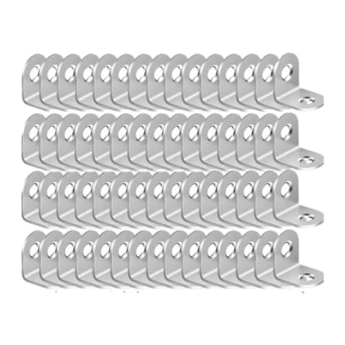 L-förmige Edelstahl-Eckhalterung 1/50Sets 90 Grad rechtwinkliger Edelstahl-L-förmiger Eckcode – mit Schrauben, stabiles Möbelverbinderzubehör(50 Set) von AURVIX