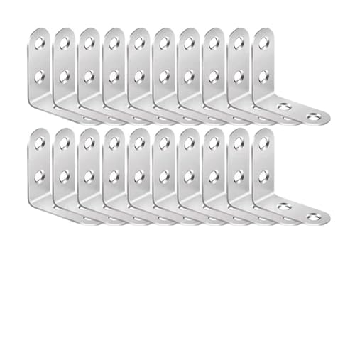 L-förmige Edelstahl-Eckhalterung Edelstahl-Halterungsverschluss, L-förmige Eckhalterungen, 90-Grad-Winkelverbinder for die Unterstützung von Möbelschranktüren(20 Sets-16x50mm) von AURVIX