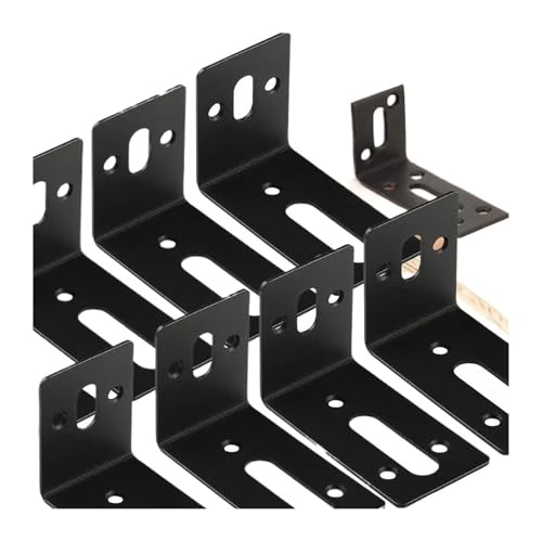 L-förmige Edelstahl-Eckhalterung Regalhalterungen, schwarze L-förmige Eckstrebe, rechtwinklige Stütze aus Edelstahl for Schrank, Tisch, Stuhl, Möbel, feste Hardware(1 Set-(D)) von AURVIX