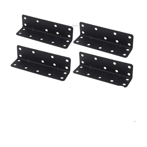 L-förmige Edelstahl-Eckhalterung Regalhalterungen, schwarze L-förmige Eckstrebe, rechtwinklige Stütze aus Edelstahl for Schrank, Tisch, Stuhl, Möbel, feste Hardware(4 Sets-(A)) von AURVIX