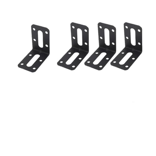 L-förmige Edelstahl-Eckhalterung Regalhalterungen, schwarze L-förmige Eckstrebe, rechtwinklige Stütze aus Edelstahl for Schrank, Tisch, Stuhl, Möbel, feste Hardware(4 Sets-(D)) von AURVIX