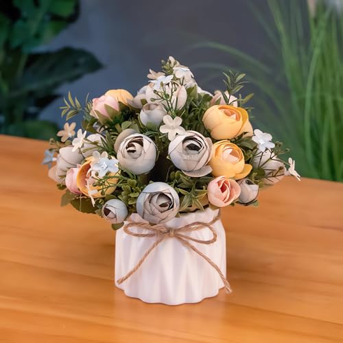 AUSHOPLAH Kunstblumen, Kunstblumen Wie Echt, KüNstliche Blumen In Vase, Desktop Kleine BlumentöPfe, Hochzeit Deko Blumen E18 (Blau) von AUSHOPLAH