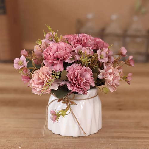 AUSHOPLAH Kunstblumen, Kunstblumen Wie Echt, KüNstliche Blumen In Vase, Desktop Kleine BlumentöPfe, Hochzeit Deko Blumen E18 (D Rosa) von AUSHOPLAH
