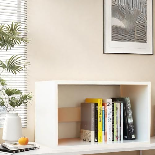 AUSHOPLAH Modernes Schreibtisch-Bücherregal, Holz, 40x31,5x17 cm, Kompaktes Design für Bücher E210 (Weiß) von AUSHOPLAH