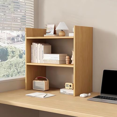 Schreibtisch-Organizer-Regal, 2-stufiges Holz-Bücherregal, Minimalistisch, Büro-Schreibtisch-Aufbewahrungsregal, Regal C1 (A Holz) von AUSHOPLAH