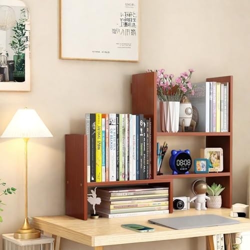 AUSHOPLAH Schreibtisch-Organizer-Regal, Tischregal Schreibtisch, Schreibtischregal, Tisch Regal, BüCherregale, BüCherregal E70 (Kaffee) von AUSHOPLAH