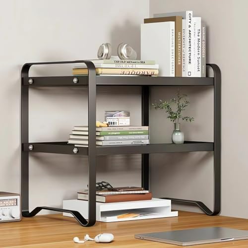 Schreibtisch-Organizer, Büro-Schreibtisch-Aufbewahrungsregal, Bücherregal, Schreibtisch-Bücherregal, Bücherregal (schwarz) von AUSHOPLAH